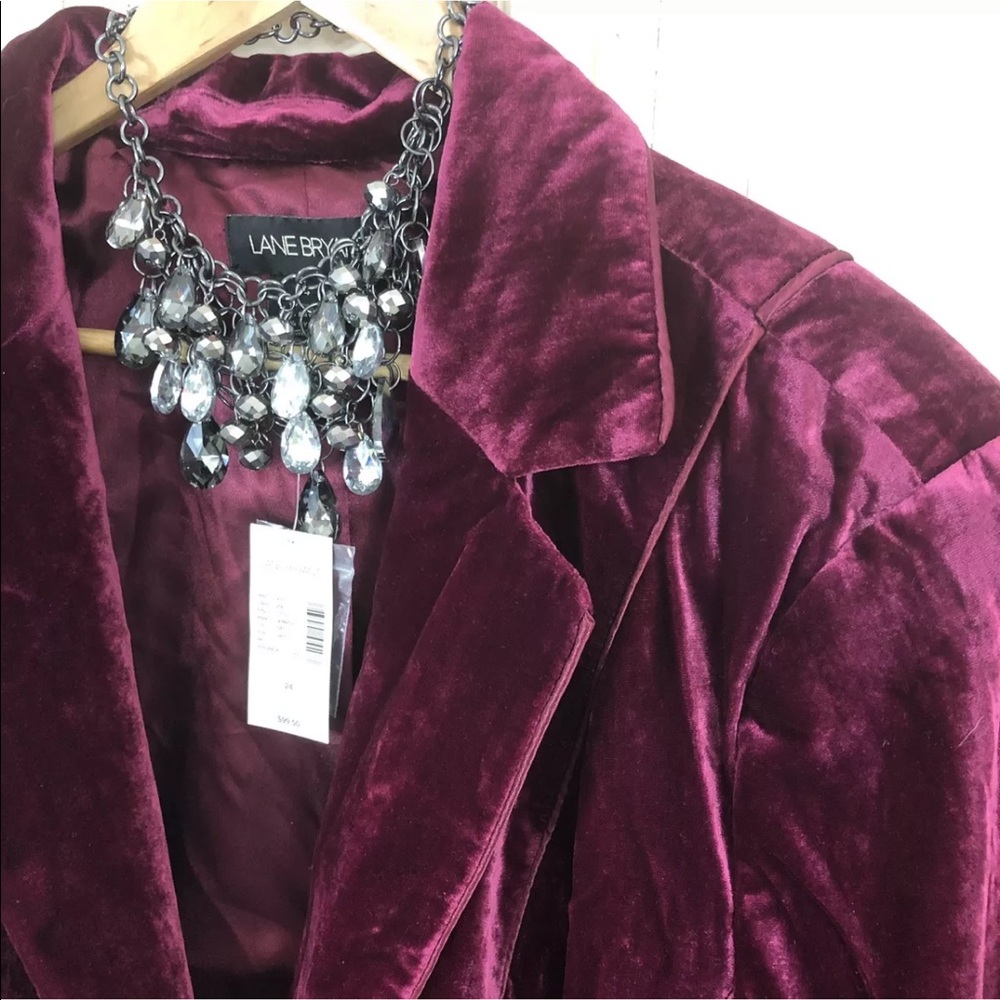 Lane Bryant Crushed Velvet blazer burgundy H - Picture 2 of 8